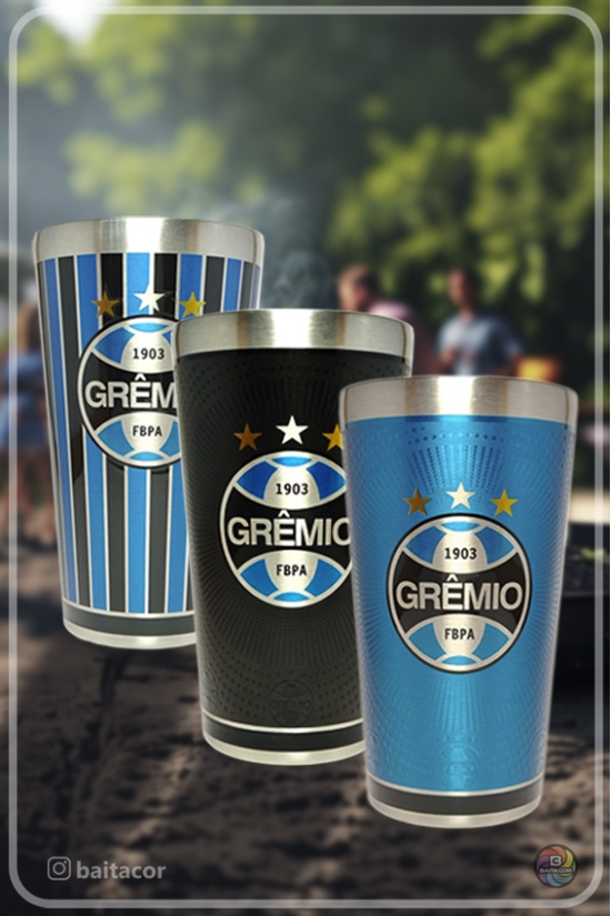 Copo térmico inox OFICIAL (KIT 3 GRÊMIO)